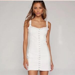 Elegant White For Love and Lemons Dress with hook and daisy accents